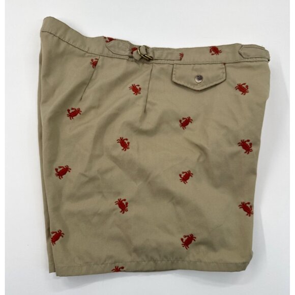 Vintage 1980s Lord Jeff Shorts Mens 36 Tan Embroidered Crabs Brief Liner Hippie - Picture 9 of 12